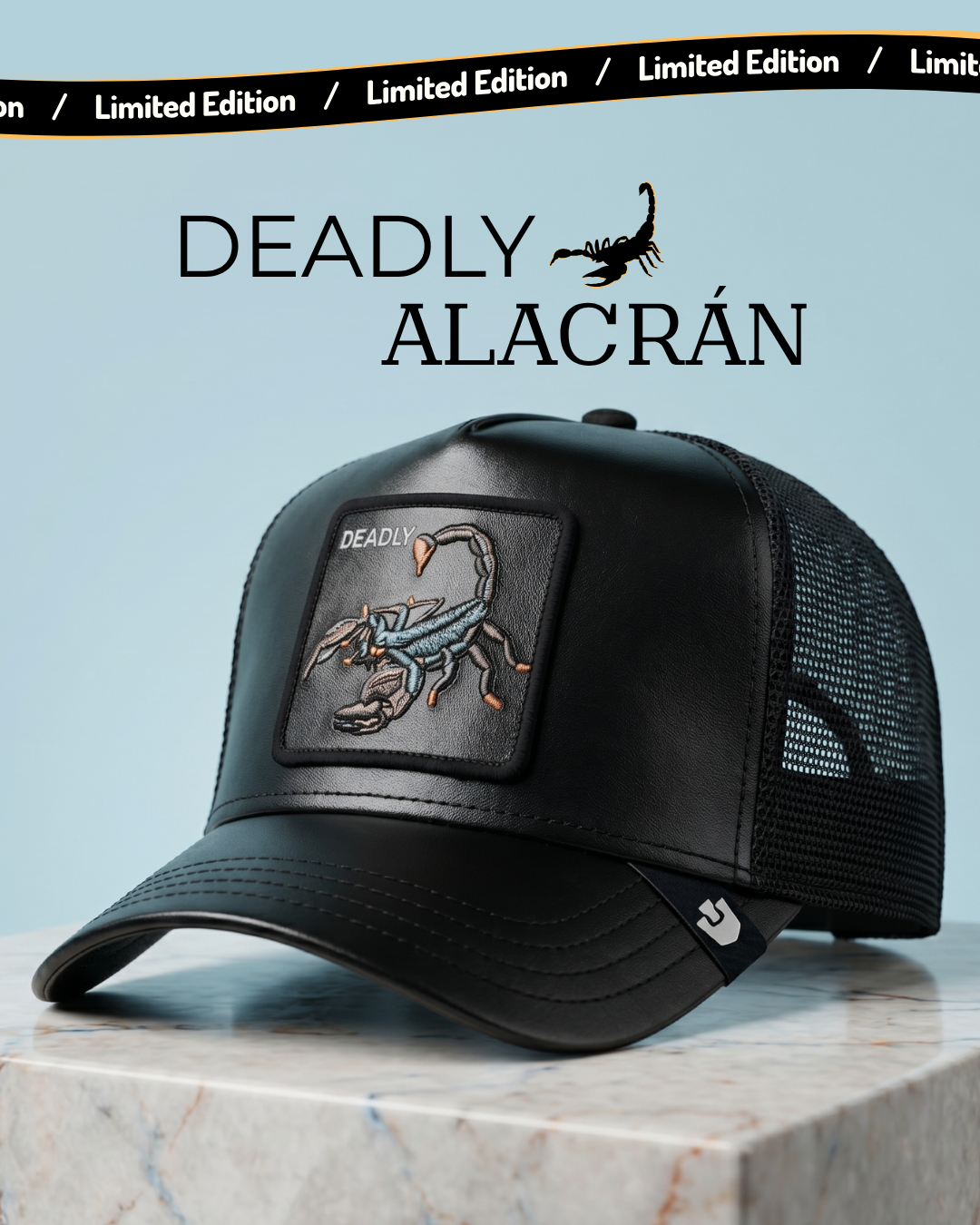 gorra goorin bros alacr&aacute;n de cuero negro. la che colombia